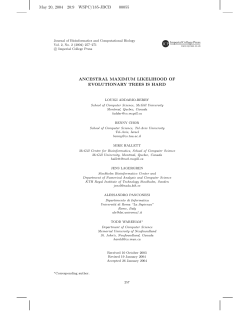 Ancestral Maximum Likelihood of Evolutionary Trees is Hard.