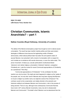 Christian Communists, Islamic Anarchists? &ndash; part 1