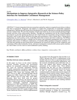 Mechanisms to Improve Integrative Research at the Science