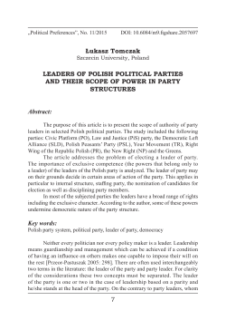 7 Łukasz Tomczak LEADERS OF POLISH POLITICAL PARTIES