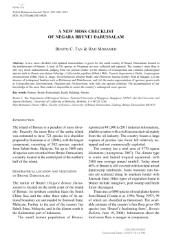 A new moss checklist of negArA Brunei DArussAlAm BENITO C