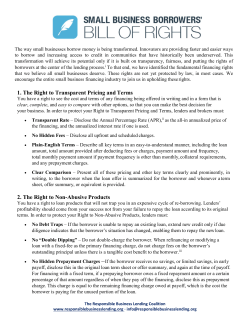 Small Business Borrowers` Bill of Rights
