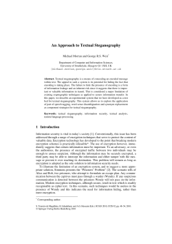 An Approach to Textual Steganography