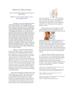 Dialysis for Kidney Disease - University of Rhode Island