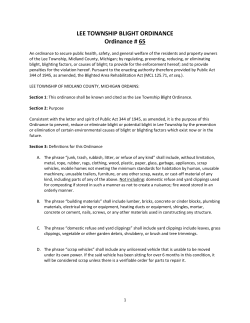 LEE TOWNSHIP BLIGHT ORDINANCE Ordinance # 65