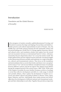 Sexology and Translation: Cultural and Scientific Encounters across