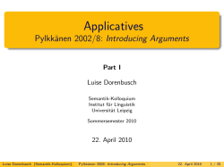 Applicatives Pylkkänen 2002/8: Introducing