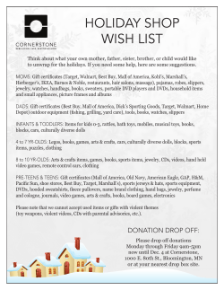 HOLIDAY SHOP WISH LIST