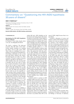 Commentary on "Questioning the HIV&ndash;AIDS hypothesis: 30 years of