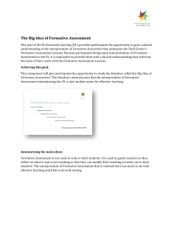 The Big Idea of Formative Assessment - K