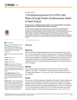 1,25-Dihydroxyvitamin D to PTH(1&ndash;84) Ratios