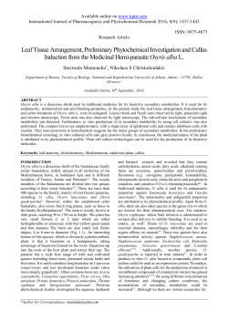 Leaf Tissue Arrangement, Preliminary Phytochemical