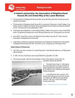 A historic partnership - Association of Neighbourhood Houses of