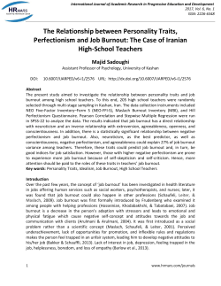 The Relationship between Personality Traits, Perfectionism and Job