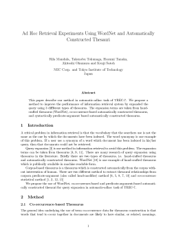 Ad Hoc Retrieval Experiments Using WordNet and Automatically
