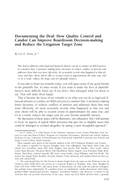 Documenting the Deal: How Quality Control and Candor Can