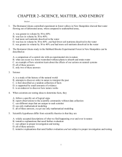 CHAPTER 2--SCIENCE, MATTER, AND ENERGY