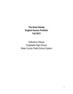 The Great Gatsby English Honors Portfolio Fall 2012 Katherine O