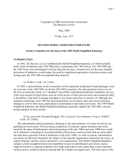 Revised Model Simplified Indenture