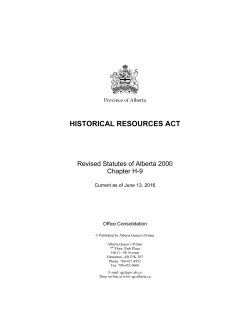 Historical Resources Act - Alberta Queen`s Printer