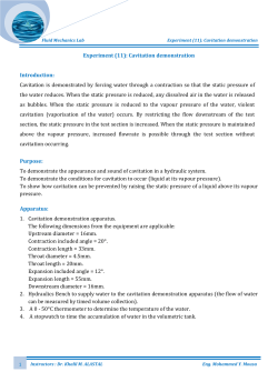 Experiment (11): Cavitation demonstration Introduction: Cavitation is