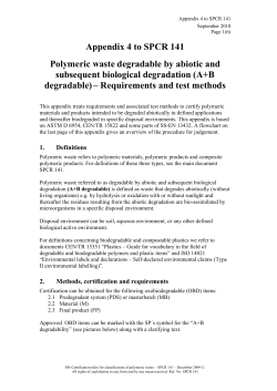 Appendix 4 to SPCR 141 Polymeric waste degradable by abiotic