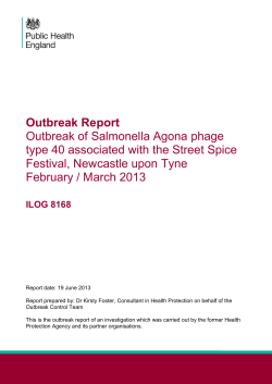 Outbreak Report Outbreak of Salmonella Agona phage type 40