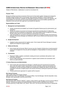 Terms Of Reference - Emergency Logistics