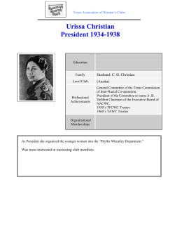 Urissa Christian President 1934-1938