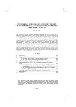 The Politics of Inclusion: The Right of Self Determination, Statutory