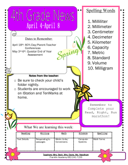 Spelling Words 1. Milliliter 2. Millimeter 3. Centimeter 4. Decimeter 5