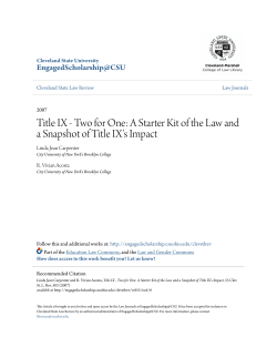 Title IX - Two for One: A Starter Kit of the Law and a Snapshot of Title
