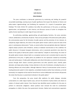 Chapter 12 Latin America Silvio Waisbord The press contributes to