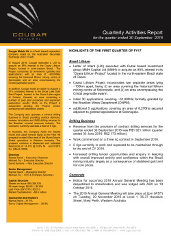 Quarterly Activities Report