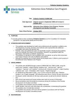 Palliative Sedation - Edmonton Zone Palliative Care Program