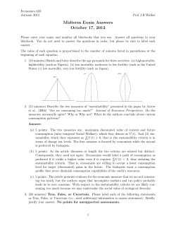 Econ 623, Fall 2012 Midterm Exam and Answer Sheet