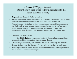 . France (CW pages 44 - 46) Describe how each of the following is