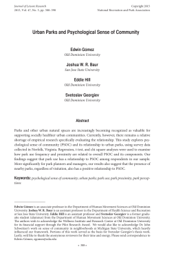 Urban Parks and Psychological Sense of Community