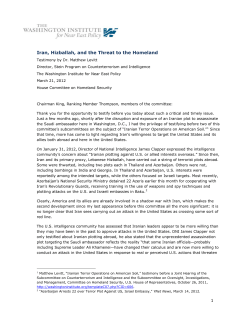 1 Iran, Hizballah, and the Threat to the Homeland