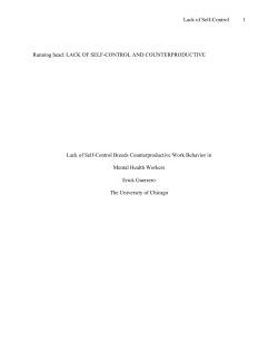 Lack of Self-Control Breeds Counterproductive Work Behavior in