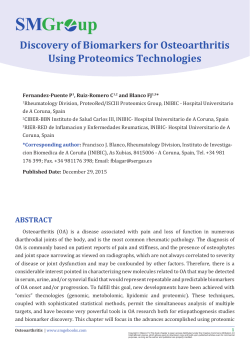 Discovery of Biomarkers for Osteoarthritis Using Proteomics
