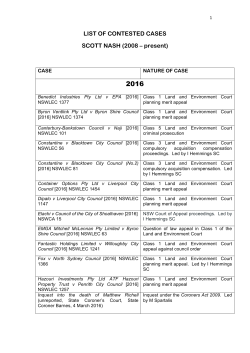 LIST OF CONTESTED CASES SCOTT NASH (2008 &ndash; present)