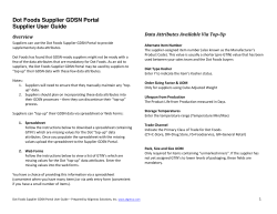 Dot Foods Supplier GDSN Portal Supplier User Guide