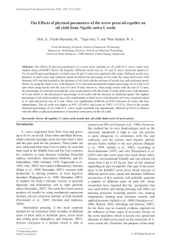The Effects of physical parameters of the screw press oil expeller on