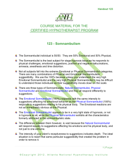 Somnambulism - Atlanta National Hypnotherapy Institute