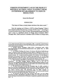 Foreign Investment Law in the People`s Republic of China: What to