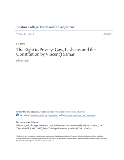 The Right to Privacy: Gays, Lesbians, and the Constitution by