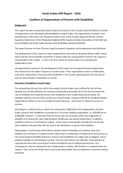 South Sudan UPR Report &ndash; 2016 Coalition of Organisations of