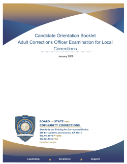 Candidate Orientation Booklet Adult Corrections Officer Examination