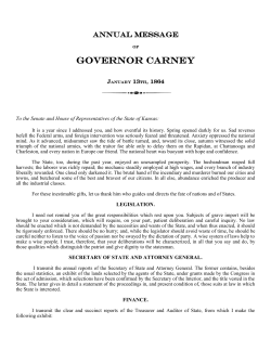 Annual MESSAGE - State Library of Kansas